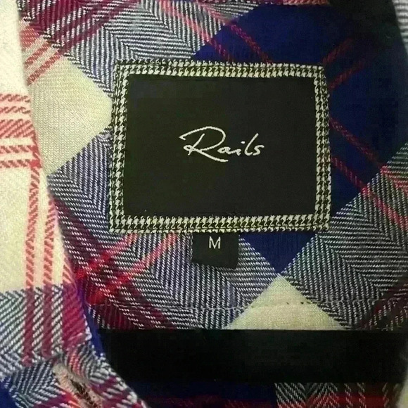 Rails Britt Plaid Short Sleeve Button Shirt Navy Red White - Picture 4 of 8